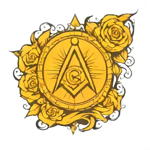 square and compass freemansonry tattoo design idea