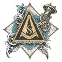 square and compass freemansonry tattoo design idea