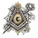 square and compass freemansonry tattoo design idea