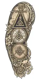 Incorporate Freemasonry symbols like the square and compass into a rugby-themed tattoo design tattoo design idea