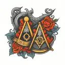 square and compass freemansonry tattoo design idea