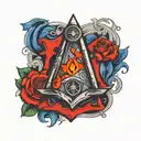 square and compass freemansonry tattoo design idea