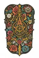 Masonic square and compass, bright coloured japanese flowers, knights Templar 1 pocket watch  tattoo design idea