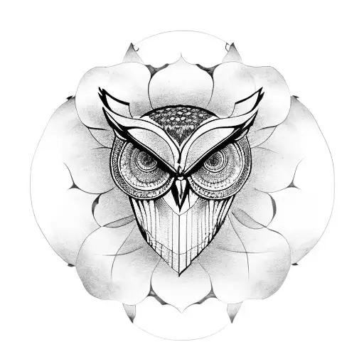 owl flower of life skull roses tattoo design idea