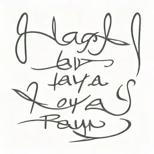 autograph of the names: Layla, Qais and Rayan tattoo design idea