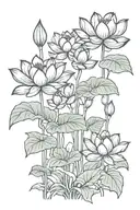 lotus flower growing trees with leafs tattoo design idea