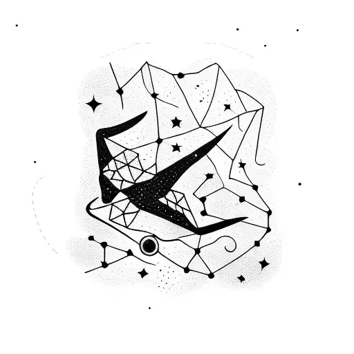 Skating in the night sky surrounded by constellations tattoo design idea