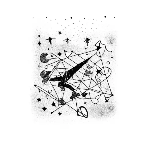 Skating in the night sky surrounded by constellations tattoo design idea