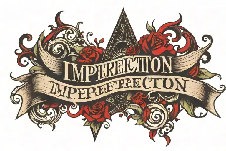 red tattoo that says "imperfection" with red on the "im" party and I want it in a pretty smooth font tattoo design idea