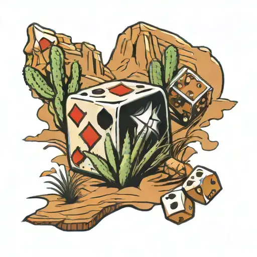 las Vegas dice, Arizona desert landscape, tattoo design idea