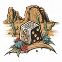 las Vegas dice, Arizona desert landscape, tattoo design idea