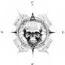 gothic, skull, compass, cyberpunk tattoo design idea