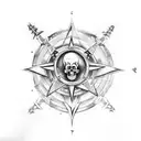 gothic, skull, compass, cyberpunk tattoo design idea