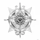 gothic, skull, compass, cyberpunk tattoo design idea