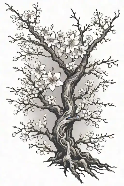 Faith. Japanese cherry blossom tree. Star.  tattoo design idea