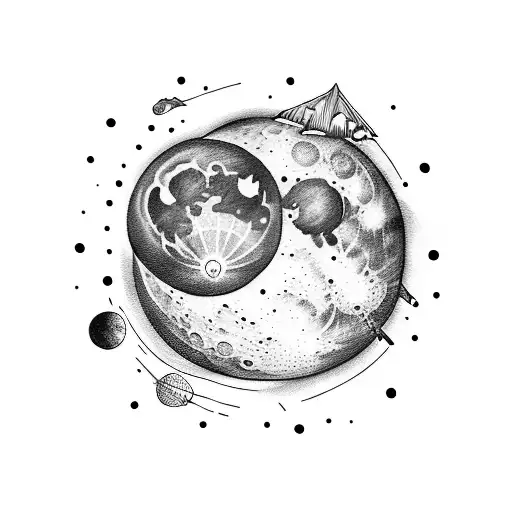 man on the moon  tattoo design idea