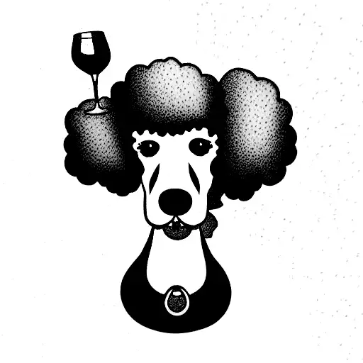 poodle with wine tattoo design idea