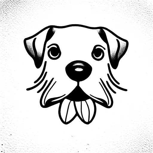 dog with daisy in mouth tattoo design idea