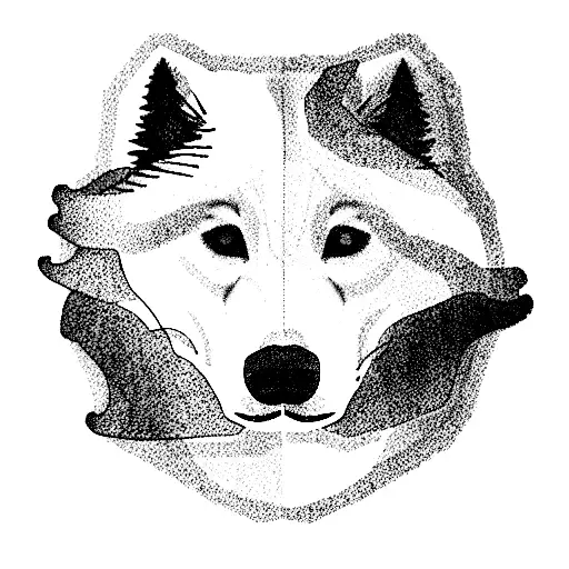 samoyed with snowflake tattoo design idea