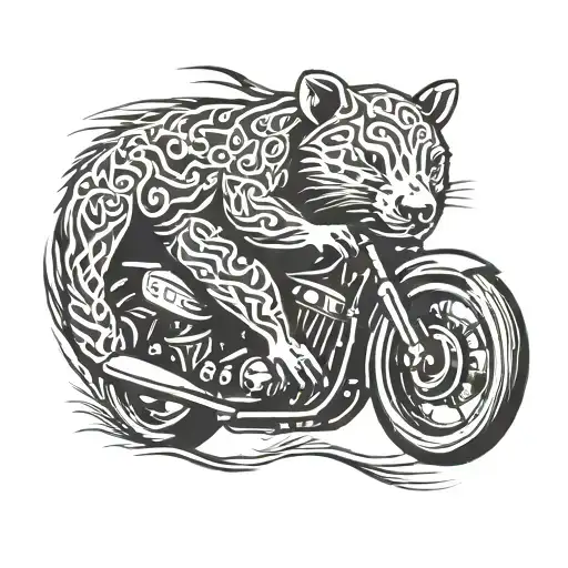 wombat motorcycle riding tattoo design idea
