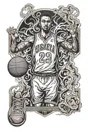 basketball jersey and smoke coming tattoo design idea