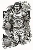 basketball jersey and smoke coming tattoo design idea
