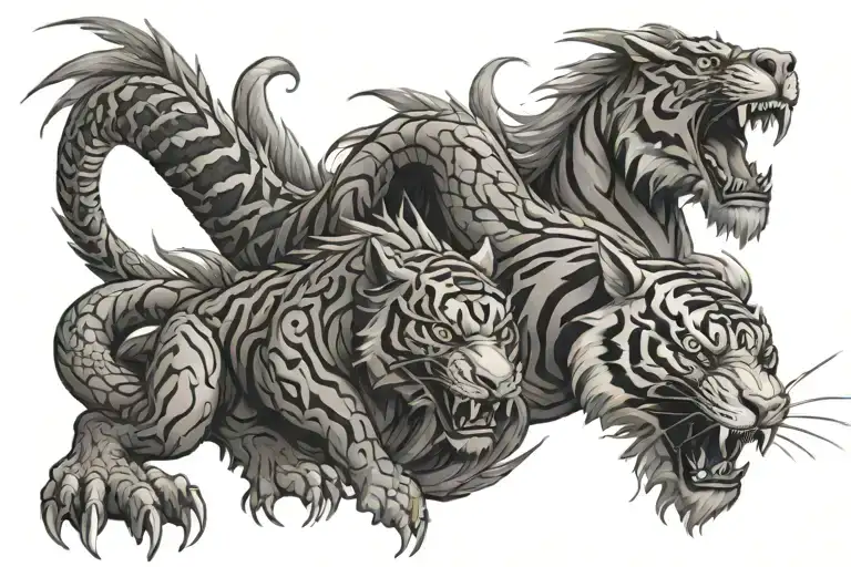 dragon and tiger tattoo design idea