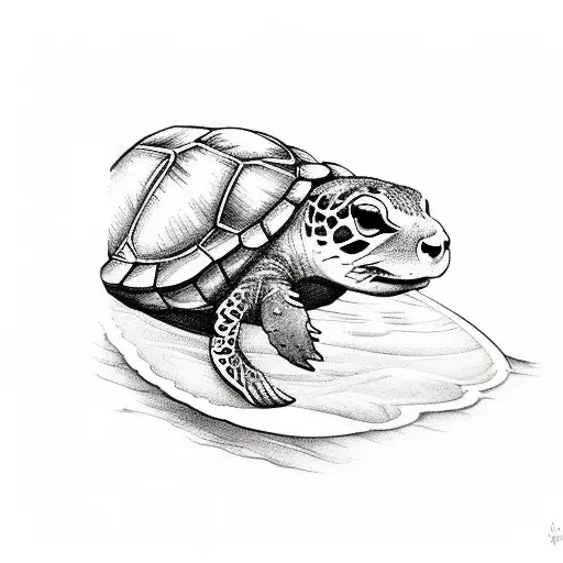 prairie-dog surfing on a sea turtle tattoo design idea