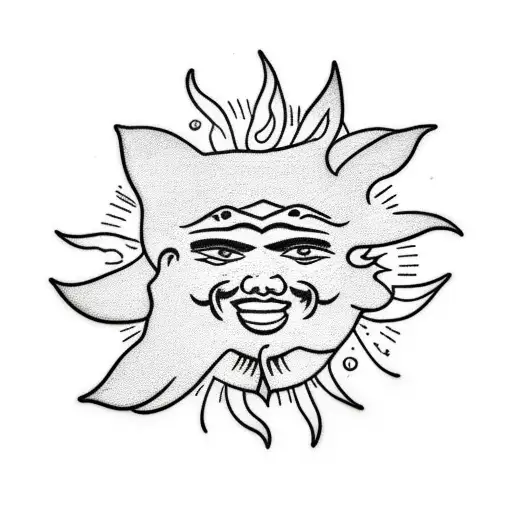 tropical beach with the sun as a filipino sun, edelweiss somewhere tattoo design idea