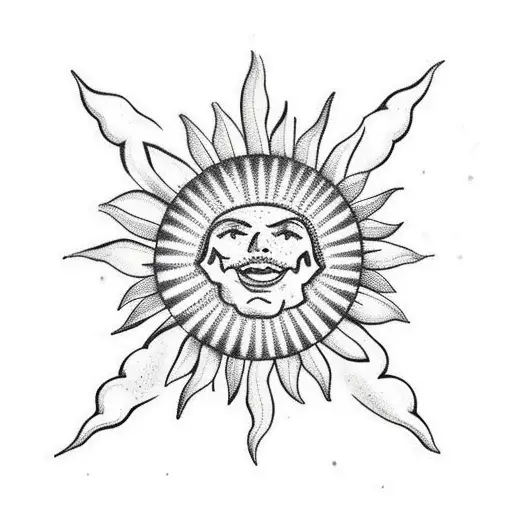 tropical beach with edelweiss, the sun as a phillipino sun tattoo design idea