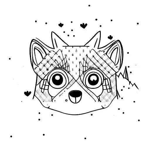 a girl petting a wolf on a balcony overlooking the forest. Both look at each other with love tattoo design idea