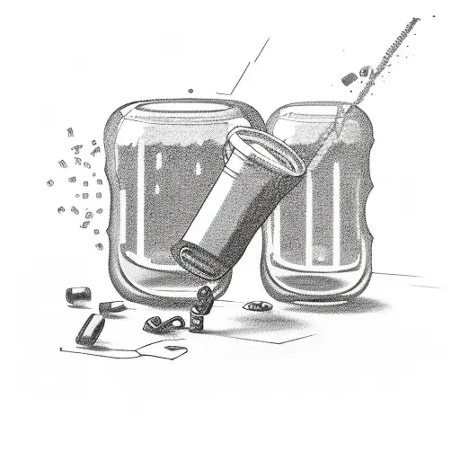 timebomb, liquor and pill bottles tattoo design idea