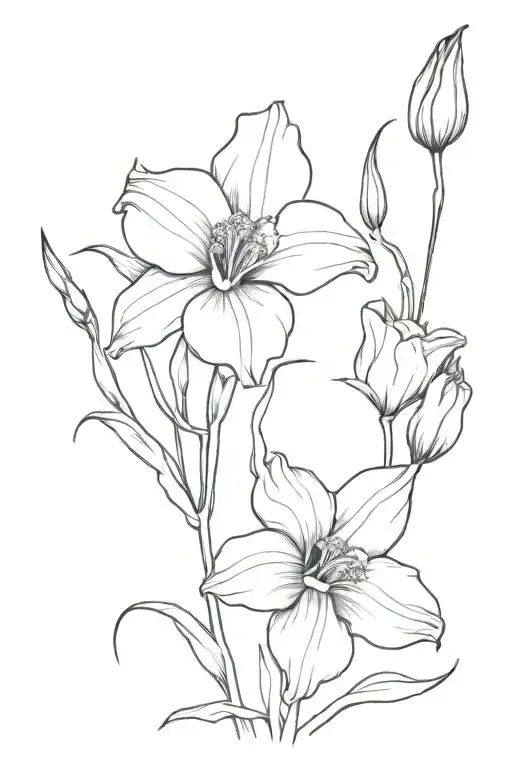 gladiolus and poppy flower tattoo design idea