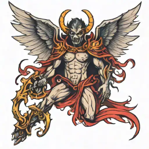 dark Arch angel half demon tattoo design idea