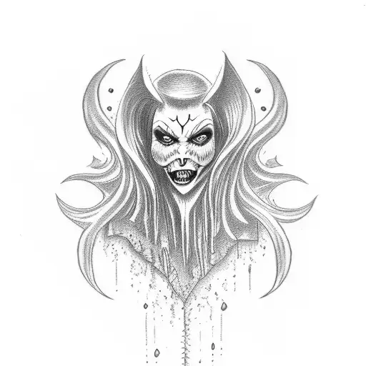 vampire Elvira Halloween  tattoo design idea