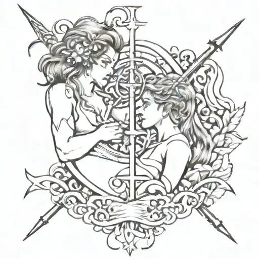 Gemini and Sagittarius combine tattoo design tattoo design idea