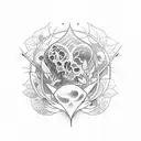 A broken hourglass overgrown with plants and a silhouette of a backer in the center  tattoo design idea