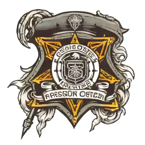 prison officer badge surrounded tattoo design idea
