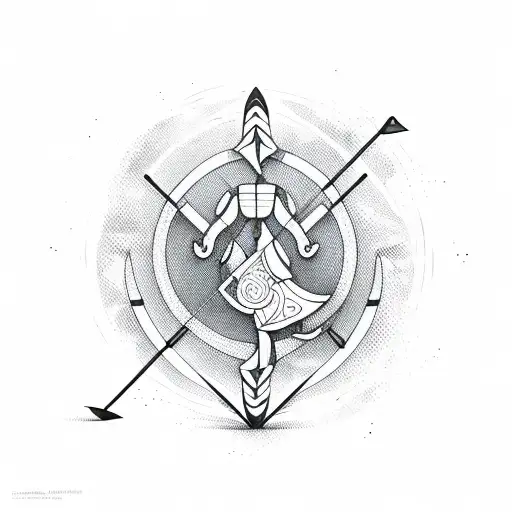 anthropomorphic archery arrow, sunglasses tattoo design idea