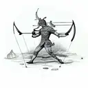 anthropomorphic archery arrow tattoo design idea