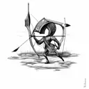 anthropomorphic archery arrow tattoo design idea