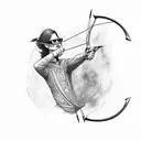anthropomorphic archery arrow, sunglasses tattoo design idea