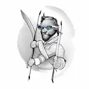 anthropomorphic archery arrow, sunglasses tattoo design idea
