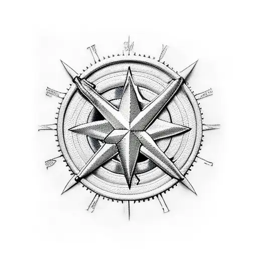 marines Texas compass moon tattoo design idea