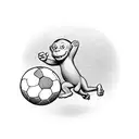 curious George kicking a soccer ball tattoo design idea
