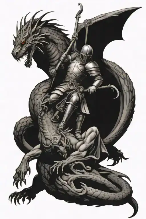 saint george killing a dragon tattoo design idea