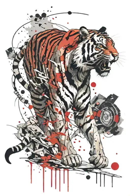 tiger walking tattoo design idea