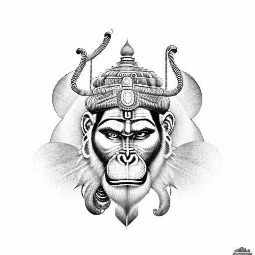 Indian Hanuman tattoo design idea