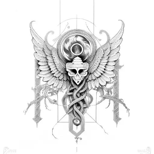 caduceus hermes tattoo design idea