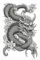 Yakuza dragon sakura flowers tattoo design idea